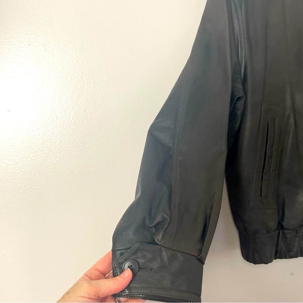 London Fog Leather Coat Zip and Button Zip Out Lining Brown 48 - Picture 2 of 14